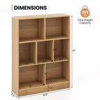 Costway Libreria per bambini a 7 cubi, organizzatore portaoggetti in legno 41, scaffale autoportante, marrone/bianco
