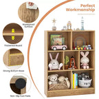 Costway Libreria per bambini a 7 cubi, organizzatore portaoggetti in legno 41, scaffale autoportante, marrone/bianco