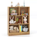 Costway 7-Cube Bookcase for Kids 41 Wooden Toy Storage Organizer Freestanding Bookshelf Brown/White