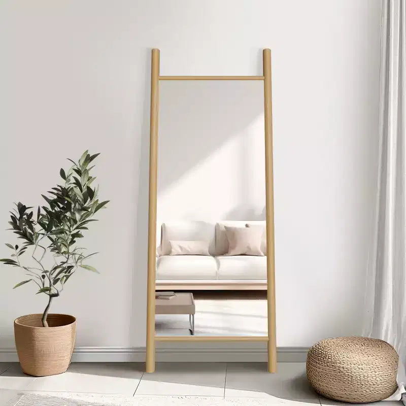 PexFix Specchio da terra a pioli, 21 pollici L x 64 pollici A, con cornice in legno massello, marrone