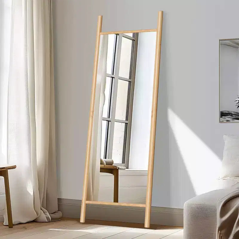 PexFix Specchio da terra a pioli, 21 pollici L x 64 pollici A, con cornice in legno massello, marrone