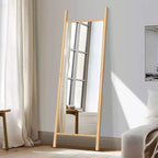PexFix Specchio da terra a pioli, 21 pollici L x 64 pollici A, con cornice in legno massello, marrone