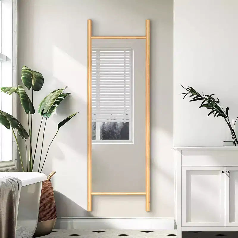 PexFix Specchio da terra a pioli, 21 pollici L x 64 pollici A, con cornice in legno massello, marrone