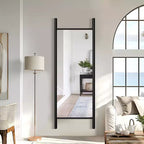 PexFix Specchio da terra a pioli, 21 pollici L x 64 pollici A, con cornice in legno massello, marrone