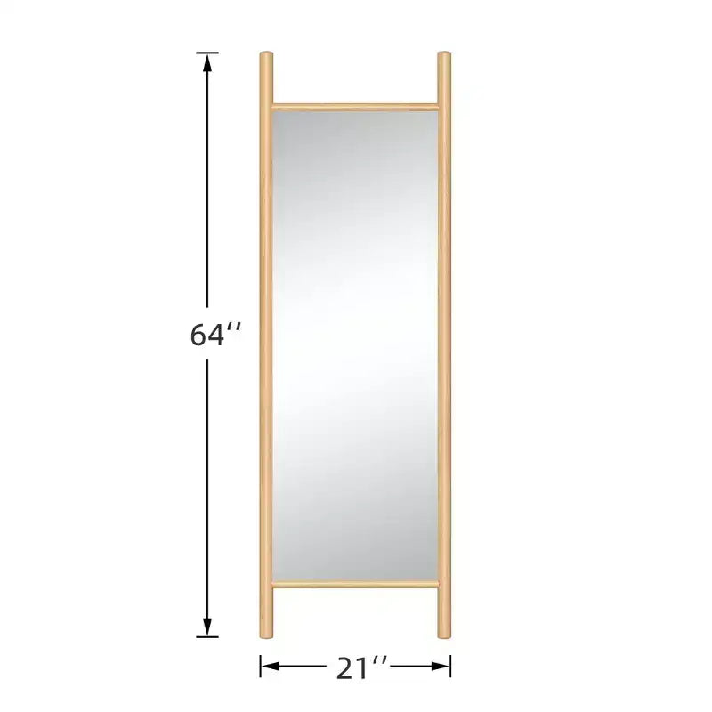 PexFix Specchio da terra a pioli, 21 pollici L x 64 pollici A, con cornice in legno massello, marrone