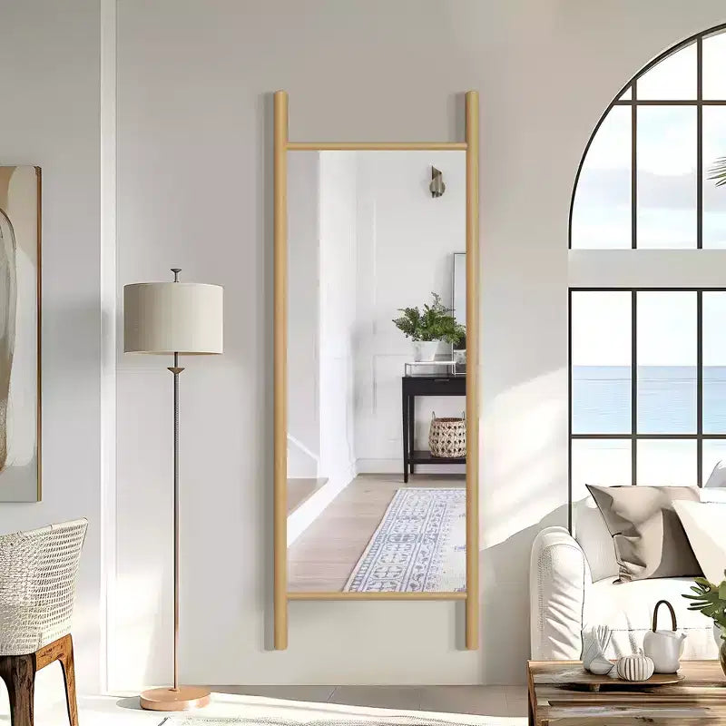 PexFix Specchio da terra a pioli, 21 pollici L x 64 pollici A, con cornice in legno massello, marrone