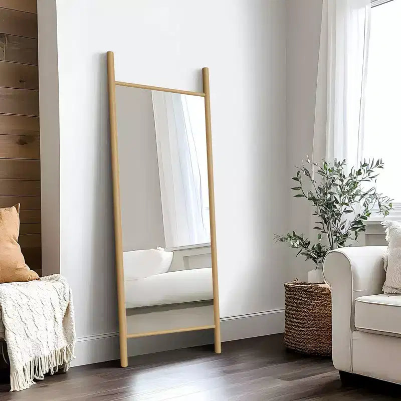 PexFix Specchio da terra a pioli, 21 pollici L x 64 pollici A, con cornice in legno massello, marrone