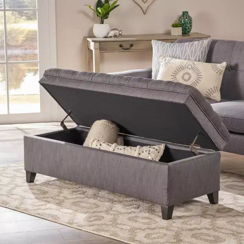 GDFStudio Heathbrooke Pouf contenitore contemporaneo in tessuto trapuntato