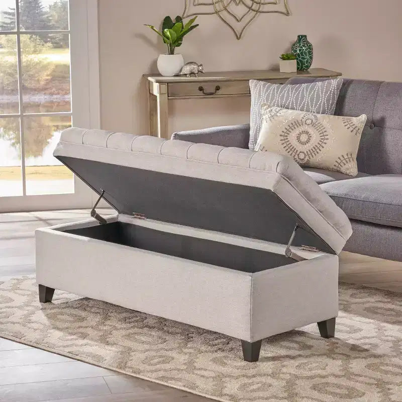 GDFStudio Heathbrooke Pouf contenitore contemporaneo in tessuto trapuntato