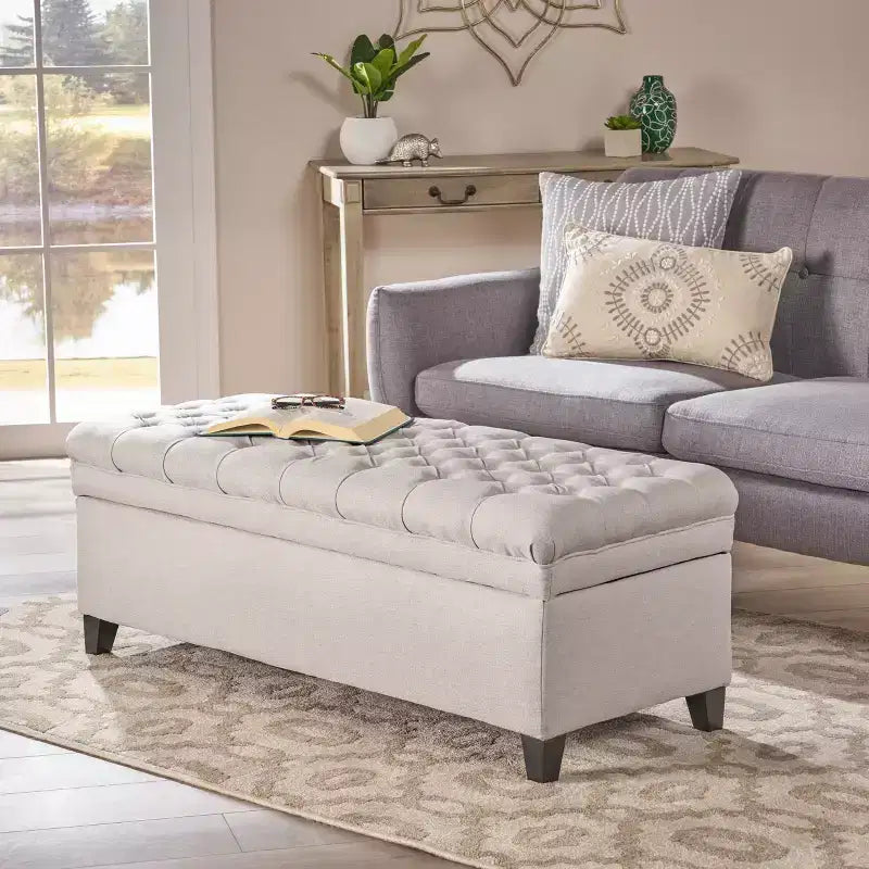 GDFStudio Heathbrooke Pouf contenitore contemporaneo in tessuto trapuntato