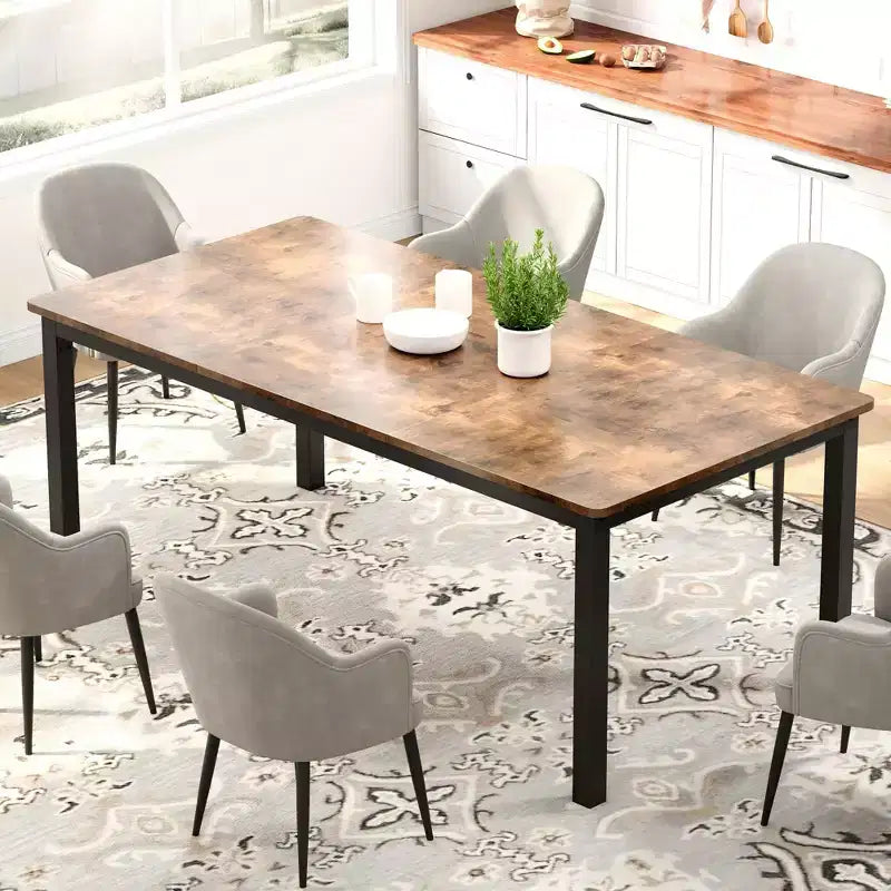 Tavolo da Pranzo Whizmax per 6-8 Persone, Tavolo da Cucina Rettangolare in Legno con Robusto Telaio in Metallo, Ampio Tavolo da Pranzo Lungo Industriale per Famiglie Numerose