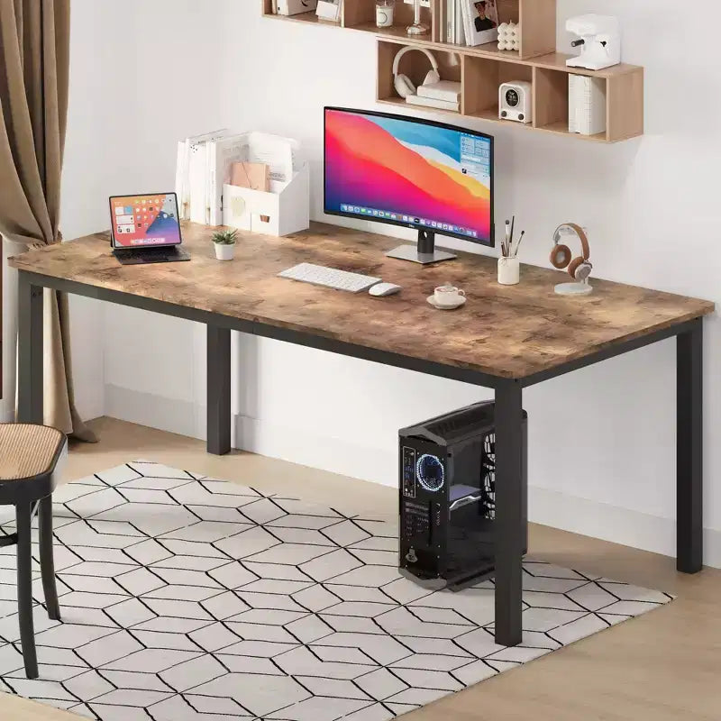Tavolo da Pranzo Whizmax per 6-8 Persone, Tavolo da Cucina Rettangolare in Legno con Robusto Telaio in Metallo, Ampio Tavolo da Pranzo Lungo Industriale per Famiglie Numerose