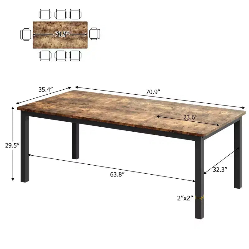 Tavolo da Pranzo Whizmax per 6-8 Persone, Tavolo da Cucina Rettangolare in Legno con Robusto Telaio in Metallo, Ampio Tavolo da Pranzo Lungo Industriale per Famiglie Numerose