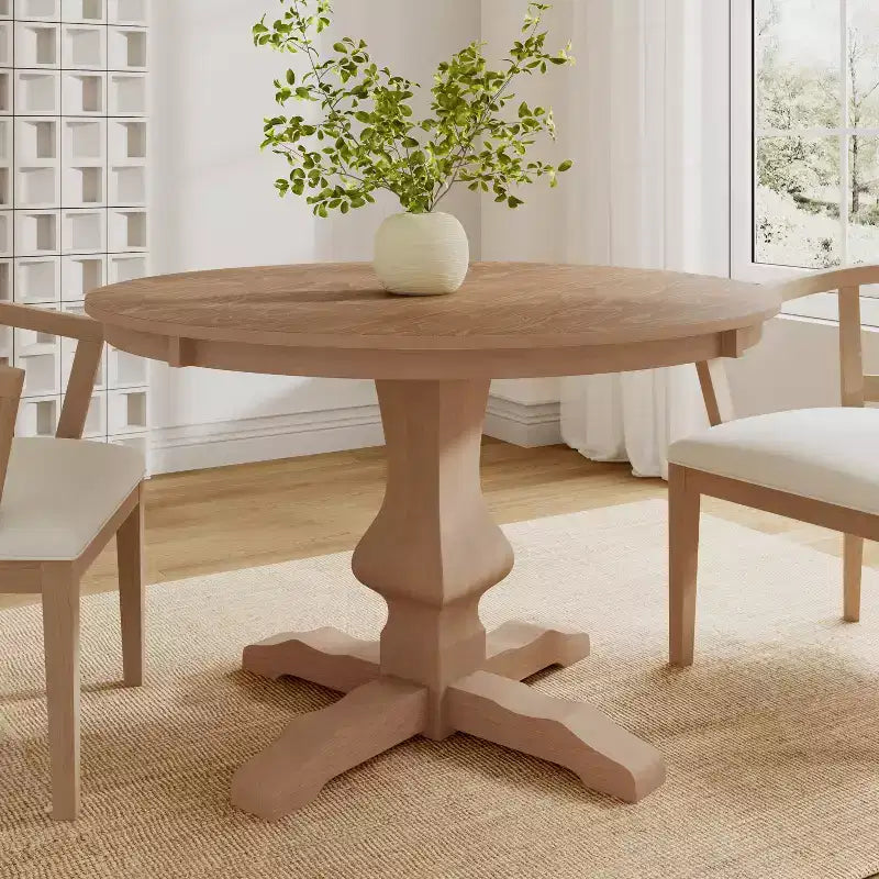 Christopher Knight Home Remuda Tavolo da pranzo rotondo rustico in legno con gamba a piedistallo