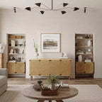 Mobile a 2 ante con corde in stile Mid-Century Modern LuxenHome con gambe in legno, colore naturale