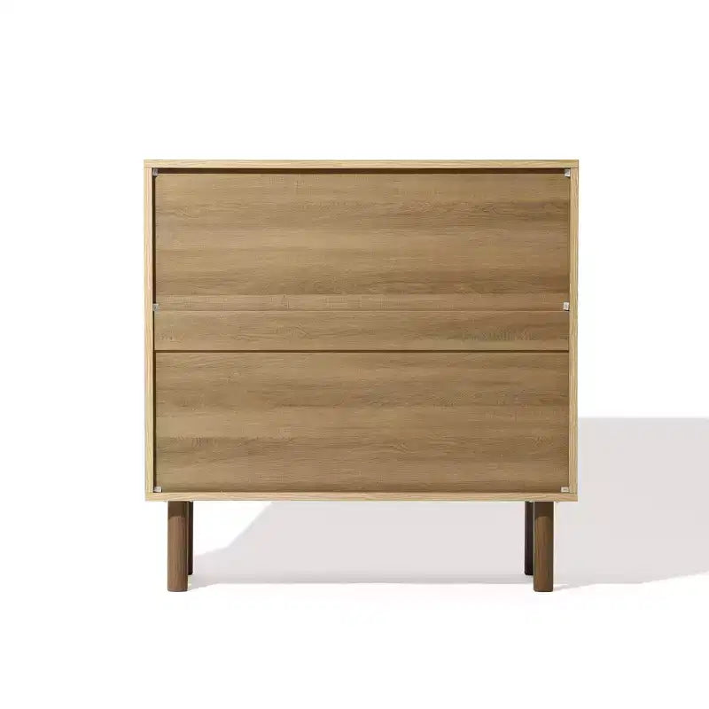 Mobile a 2 ante con corde in stile Mid-Century Modern LuxenHome con gambe in legno, colore naturale
