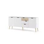 Tvilum, Diana Credenza con 3 ante e 3 cassetti, bianco/struttura rovere