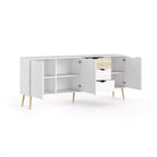 Tvilum, Diana Credenza con 3 ante e 3 cassetti, bianco/struttura rovere