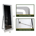 PexFix Specchio a figura intera 63x16, Specchio da trucco a LED con luci, Specchio argento.