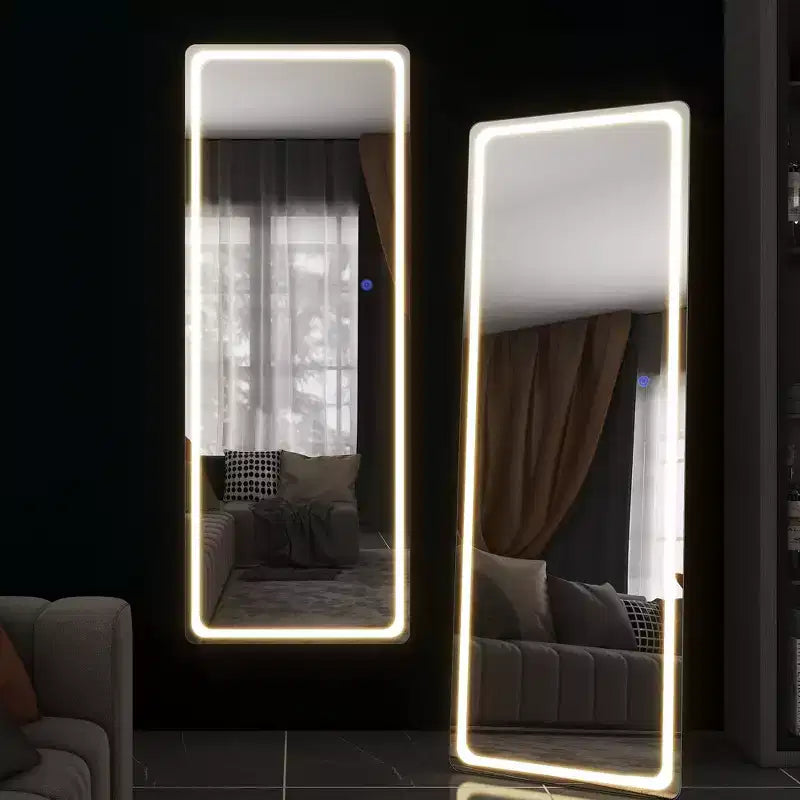 PexFix Specchio a figura intera 63x16, Specchio da trucco a LED con luci, Specchio argento.