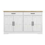Credenza AndMakers in legno bianco da 55,91 pollici con ante dal design Shaker