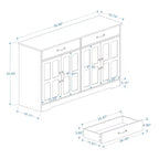 Credenza AndMakers in legno bianco da 55,91 pollici con ante dal design Shaker