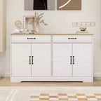 Credenza AndMakers in legno bianco da 55,91 pollici con ante dal design Shaker