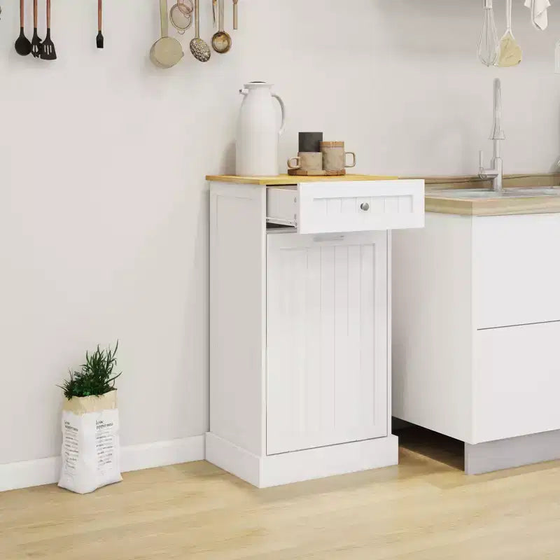 AndMakers Mobile da cucina con pattumiera, 50 cm L x 35 cm P x 90 cm A, pronto per il montaggio