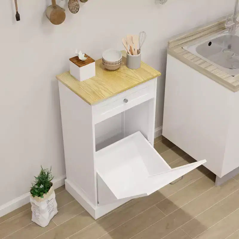 AndMakers Mobile da cucina con pattumiera, 50 cm L x 35 cm P x 90 cm A, pronto per il montaggio