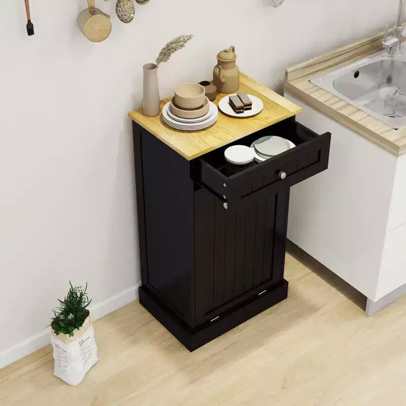 AndMakers Mobile da cucina con pattumiera, 50 cm L x 35 cm P x 90 cm A, pronto per il montaggio