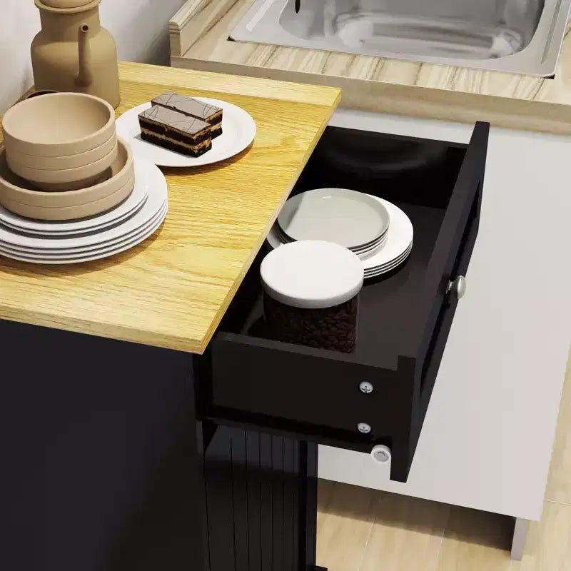AndMakers Mobile da cucina con pattumiera, 50 cm L x 35 cm P x 90 cm A, pronto per il montaggio