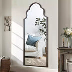 PexFix Specchio a figura intera ad arco con intaglio in ferro battuto ad angolo retto, nero, 59x24