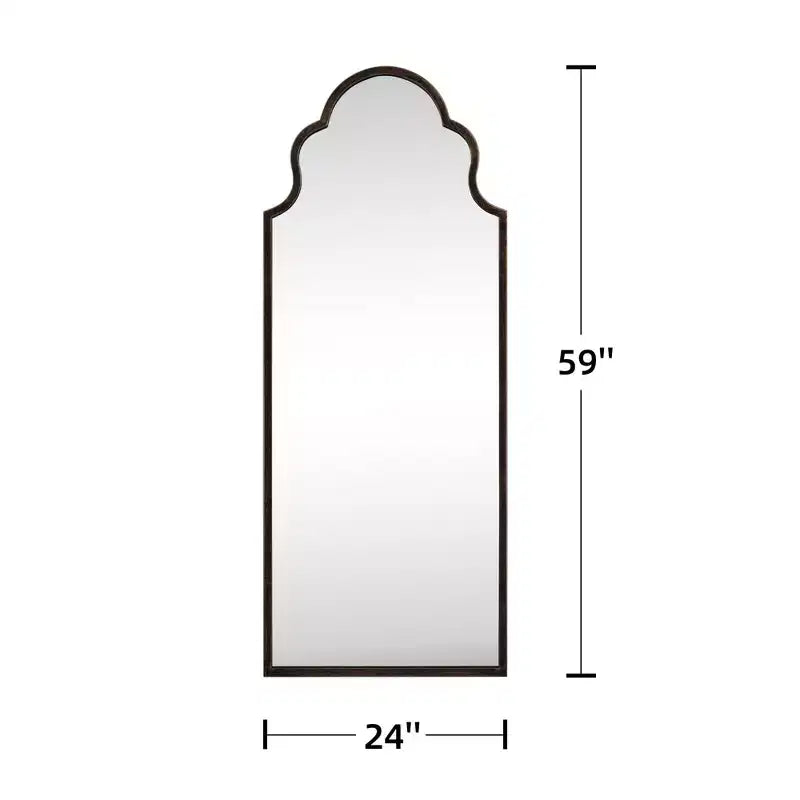 PexFix Specchio a figura intera ad arco con intaglio in ferro battuto ad angolo retto, nero, 59x24