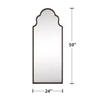 PexFix Specchio a figura intera ad arco con intaglio in ferro battuto ad angolo retto, nero, 59x24