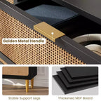 Comò in Rattan a 5/6 Cassetti per Camera da Letto, Cassettiera Doppia Grande con Cassetti Profondi, Comodino con Piano Largo
