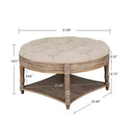 Tavolino Pouf Rotondo Grande, Pouf Imbottito trapuntato a bottoni oversize a 2 livelli con ripiano in legno, Tavolino da caffè Imbottito Stile Rustico