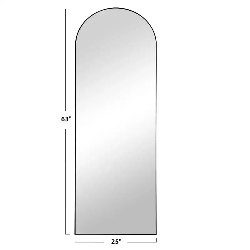 PexFix 25 in L x 63 in A Specchio intero nero da parete o da terra con cornice in legno a forma di arco, di grandi dimensioni