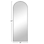 PexFix 25 in L x 63 in A Specchio intero nero da parete o da terra con cornice in legno a forma di arco, di grandi dimensioni