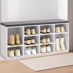 Panca portascarpe elegante con seduta imbottita e 10 scomparti - Soluzione versatile per l'ingresso e la camera da letto