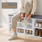 Panca portascarpe elegante con seduta imbottita e 10 scomparti - Soluzione versatile per l'ingresso e la camera da letto