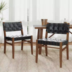 Sedia da pranzo Christopher Knight Home Cassius in similpelle intrecciata e legno di gomma (set da 2)