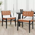 Sedia da pranzo Christopher Knight Home Cassius in similpelle intrecciata e legno di gomma (set da 2)