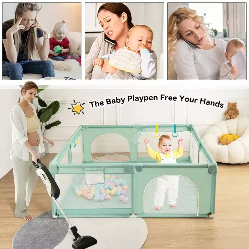 GOTGELIF 71x59 Box per Bambini a 4 Pannelli, Spazioso e Sicuro, Box Portatile