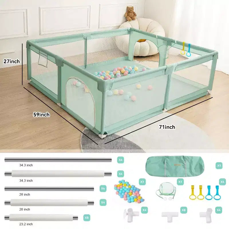 GOTGELIF 71x59 Box per Bambini a 4 Pannelli, Spazioso e Sicuro, Box Portatile