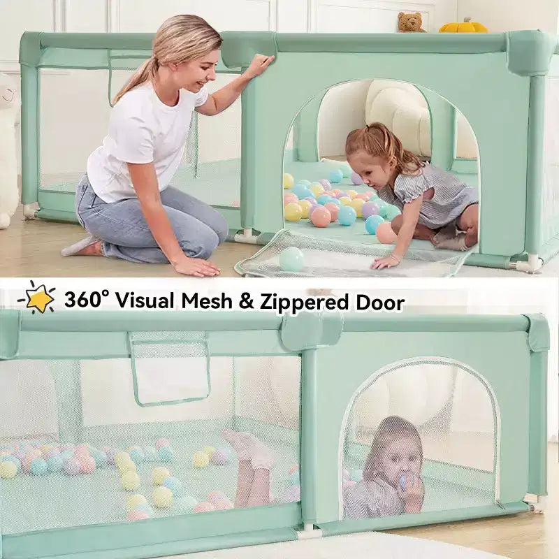 GOTGELIF 71x59 Box per Bambini a 4 Pannelli, Spazioso e Sicuro, Box Portatile