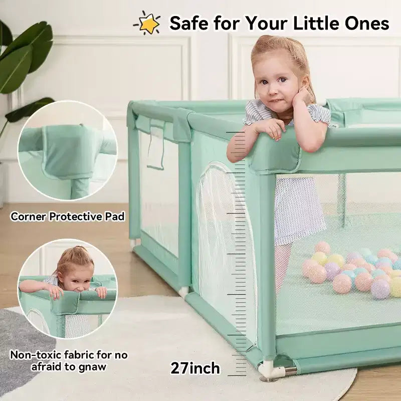 GOTGELIF 71x59 Box per Bambini a 4 Pannelli, Spazioso e Sicuro, Box Portatile
