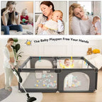 GOTGELIF 71x59 Box per Bambini a 4 Pannelli, Spazioso e Sicuro, Box Portatile