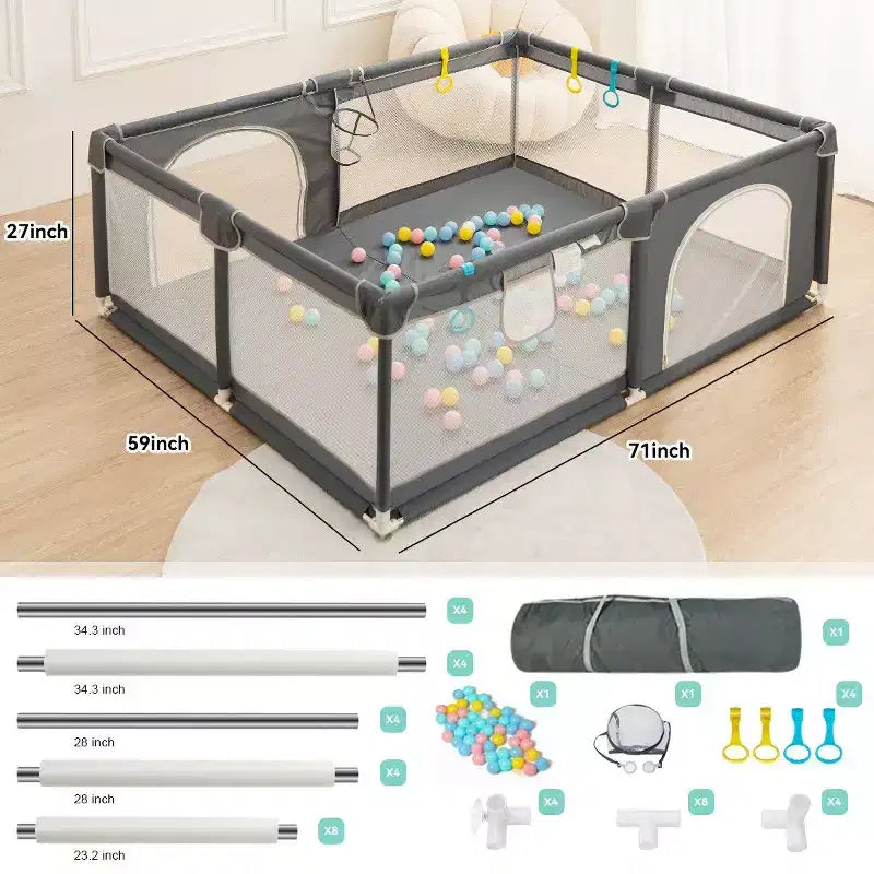GOTGELIF 71x59 Box per Bambini a 4 Pannelli, Spazioso e Sicuro, Box Portatile