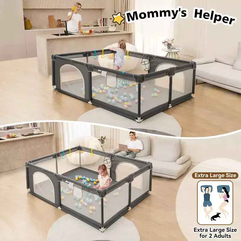 GOTGELIF 71x59 Box per Bambini a 4 Pannelli, Spazioso e Sicuro, Box Portatile