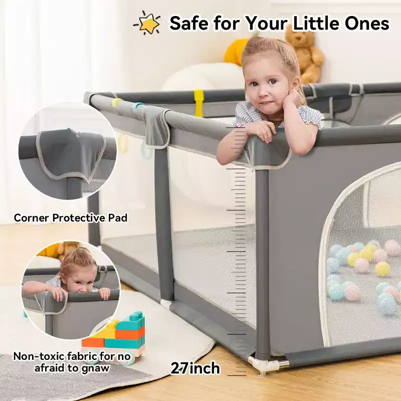 GOTGELIF 71x59 Box per Bambini a 4 Pannelli, Spazioso e Sicuro, Box Portatile